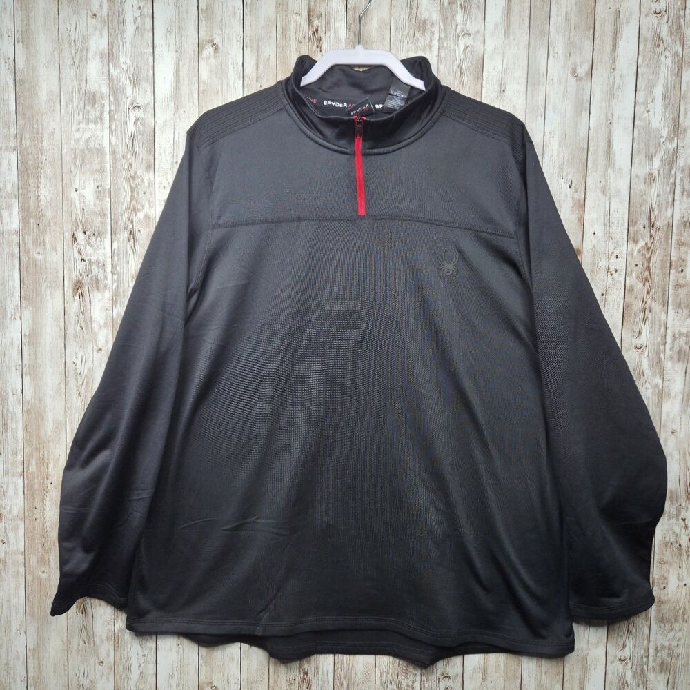 Spyder Active Mens 1/4 Zip Long Sleeve Pullover Shirt XL Performance Shirt Black
